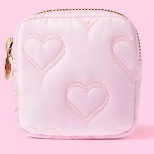 Stoney Clover Lane x Target Pink Embroidered Heart Square Pouch - NWT